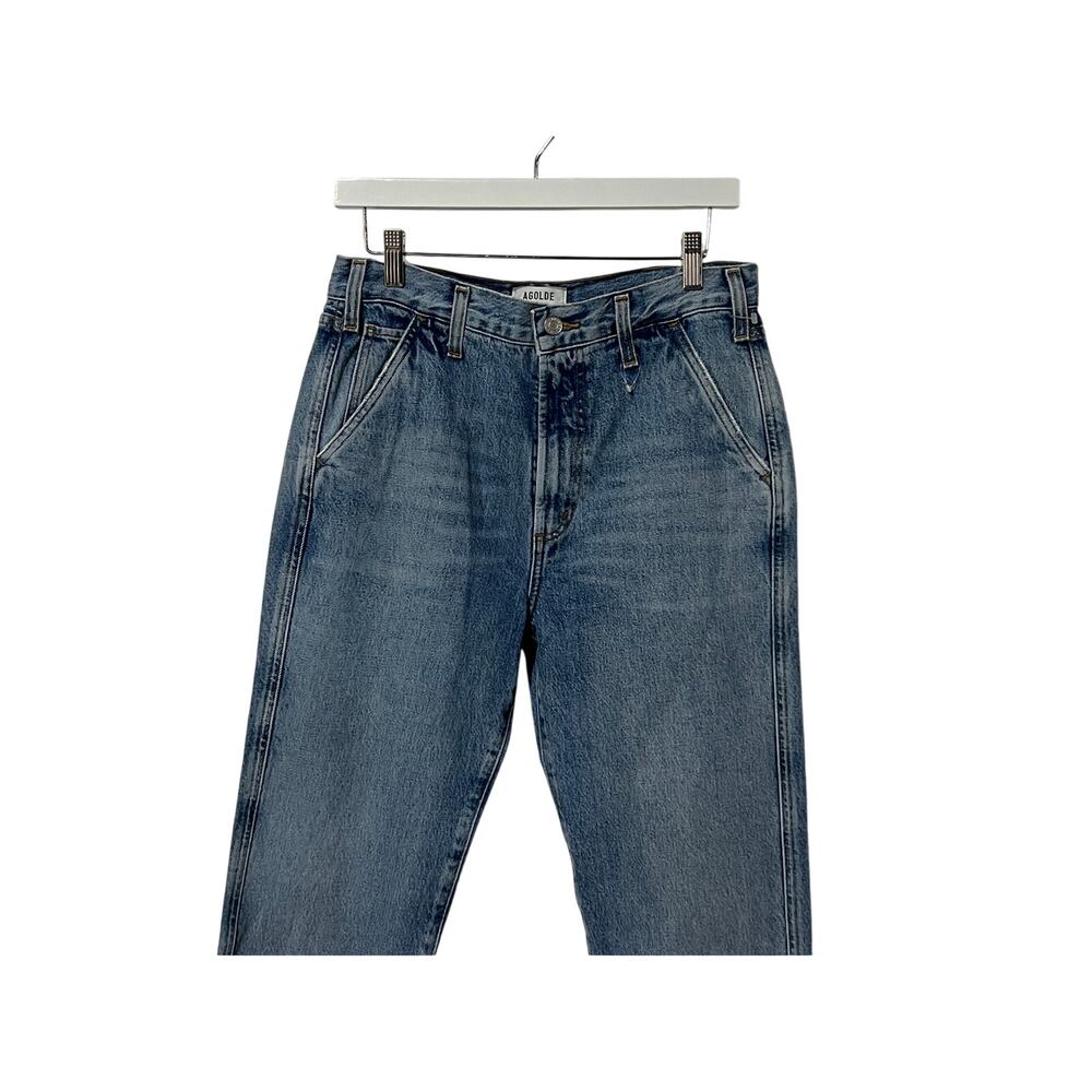 AGOLDE WOMENS 27 COOPER HIGH RISE STRAIGHT TROUSER JEANS COMMAND BLUE NEW - Picture 7 of 14